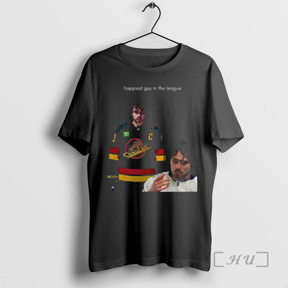 Officials Quinn Hughes Happiest Guy In The League T-Shirts, Hoodie, Sweatshirt | AU01DripNestTees.com