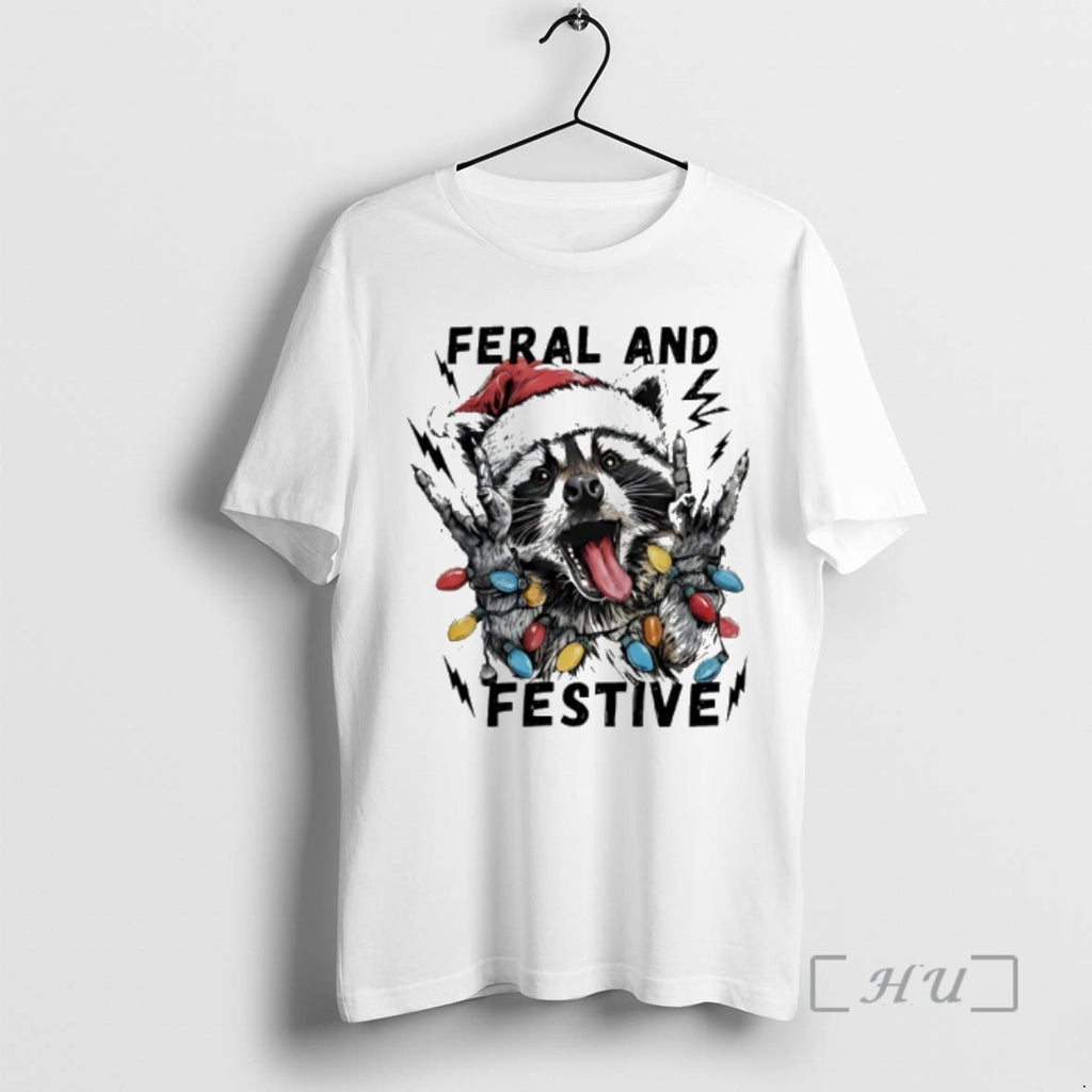 Officials Raccoon Santa Feral And Festive Christmas Light T-Shirts, Hoodie, Sweatshirt | AU01DripNestTees.com