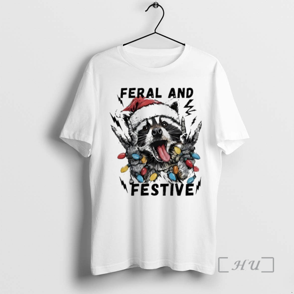 Officials Raccoon Santa Feral And Festive Christmas Light T-Shirts, Hoodie, Sweatshirt | AU01DripNestTees.com