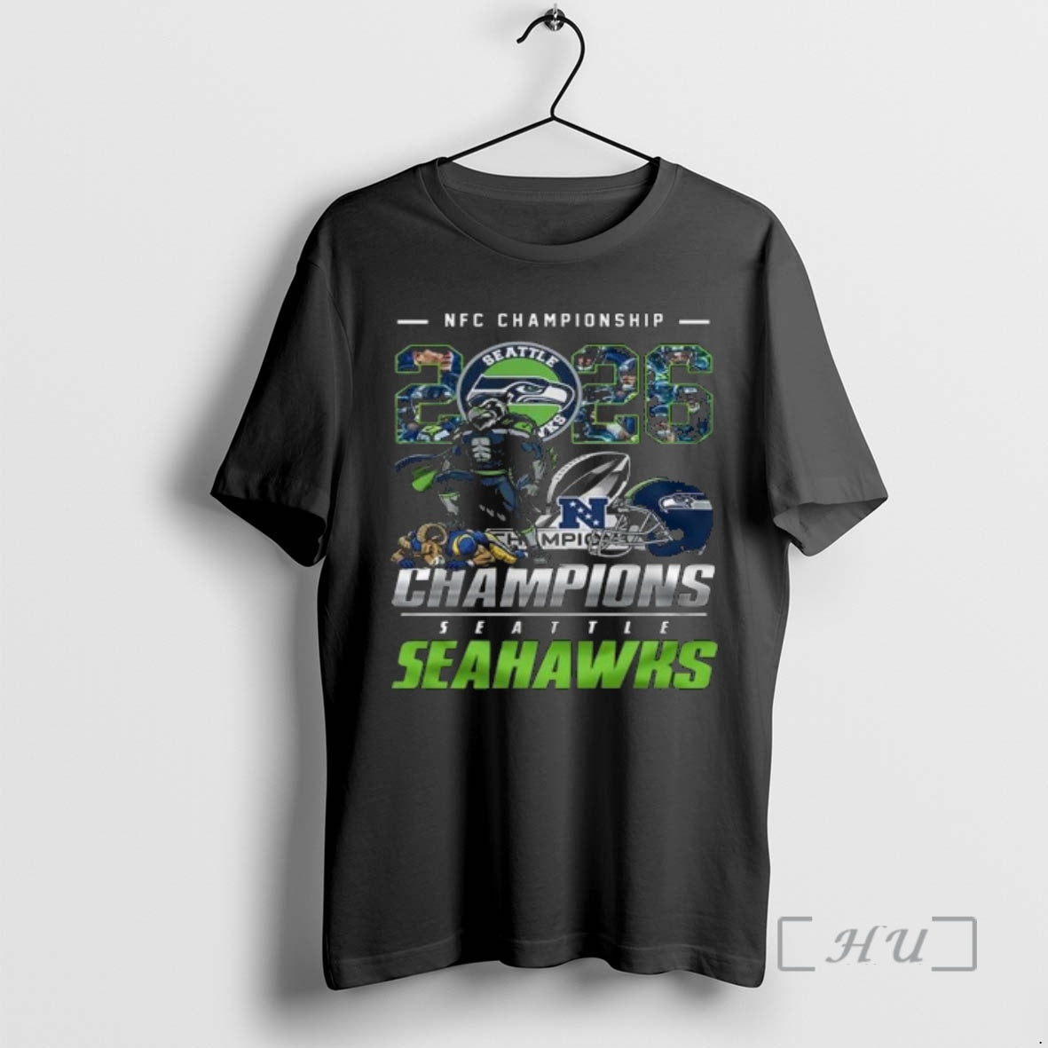 Officials Seahawks 2026 Nfc Championship Champions Mascot T-Shirts, Hoodie, Sweatshirt | AU01DripNestTees.com