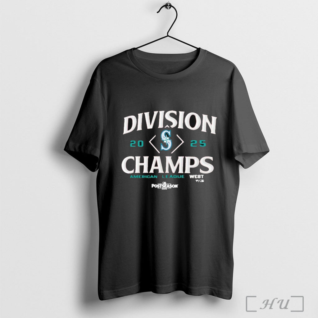 Officials Seattle Mariners 2025 Al West Division Champions Mlb Postseason T Shirts Hoodie Long Sleeve