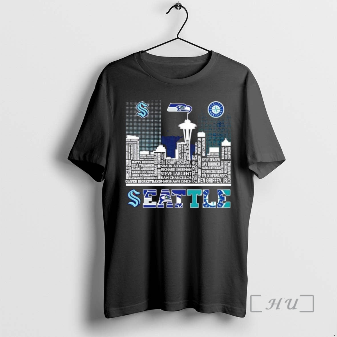 Officials Seattle Sports Kraken Seahawks Mariners All Names City Skyline T-Shirts, Hoodie, Sweatshirt | AU01DripNestTees.com