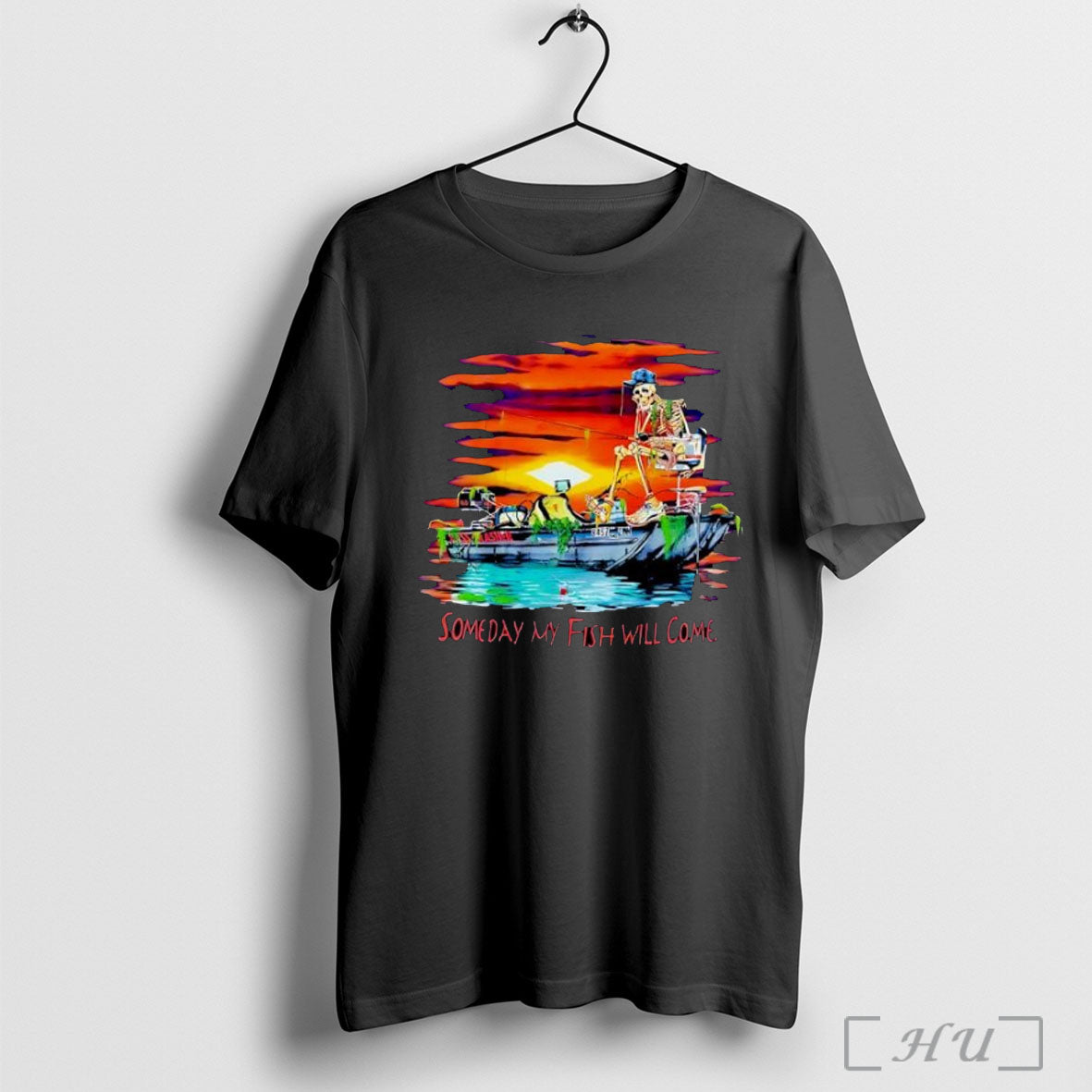 Officials Skeleton Someday My Fish Will Come Sunset T Shirt