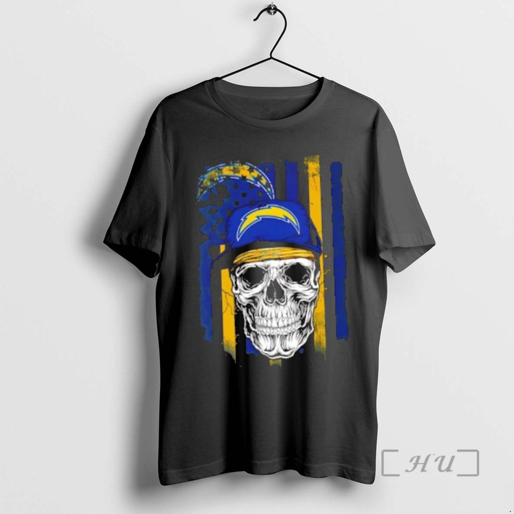 Officials Skull Wearing A Cap Los Angeles Chargers Us Flag T-Shirts, Hoodie, Sweatshirt | AU01DripNestTees.com