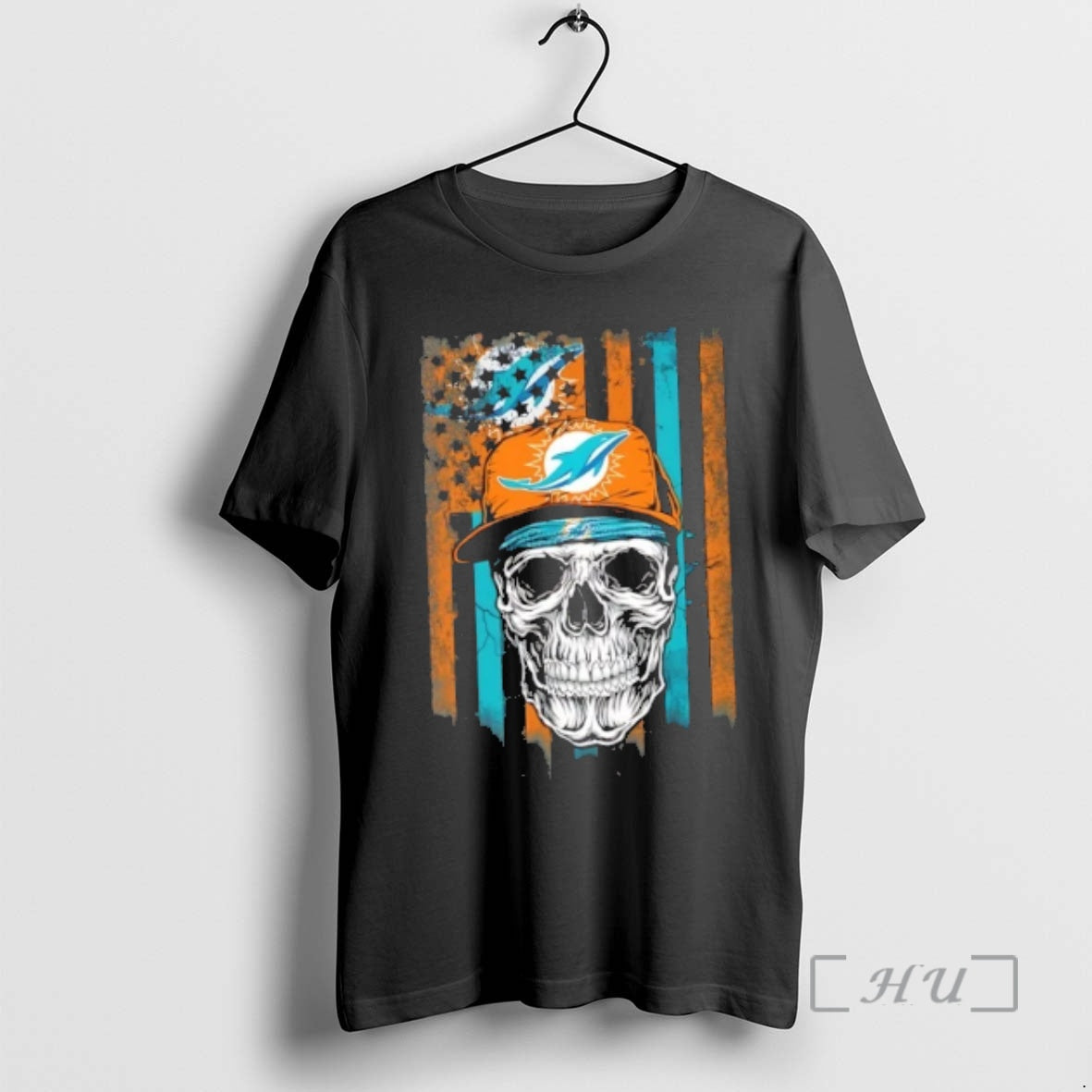 Officials Skull Wearing A Cap Miami Dolphins Us Flag T-Shirts, Hoodie, Sweatshirt | AU01DripNestTees.com