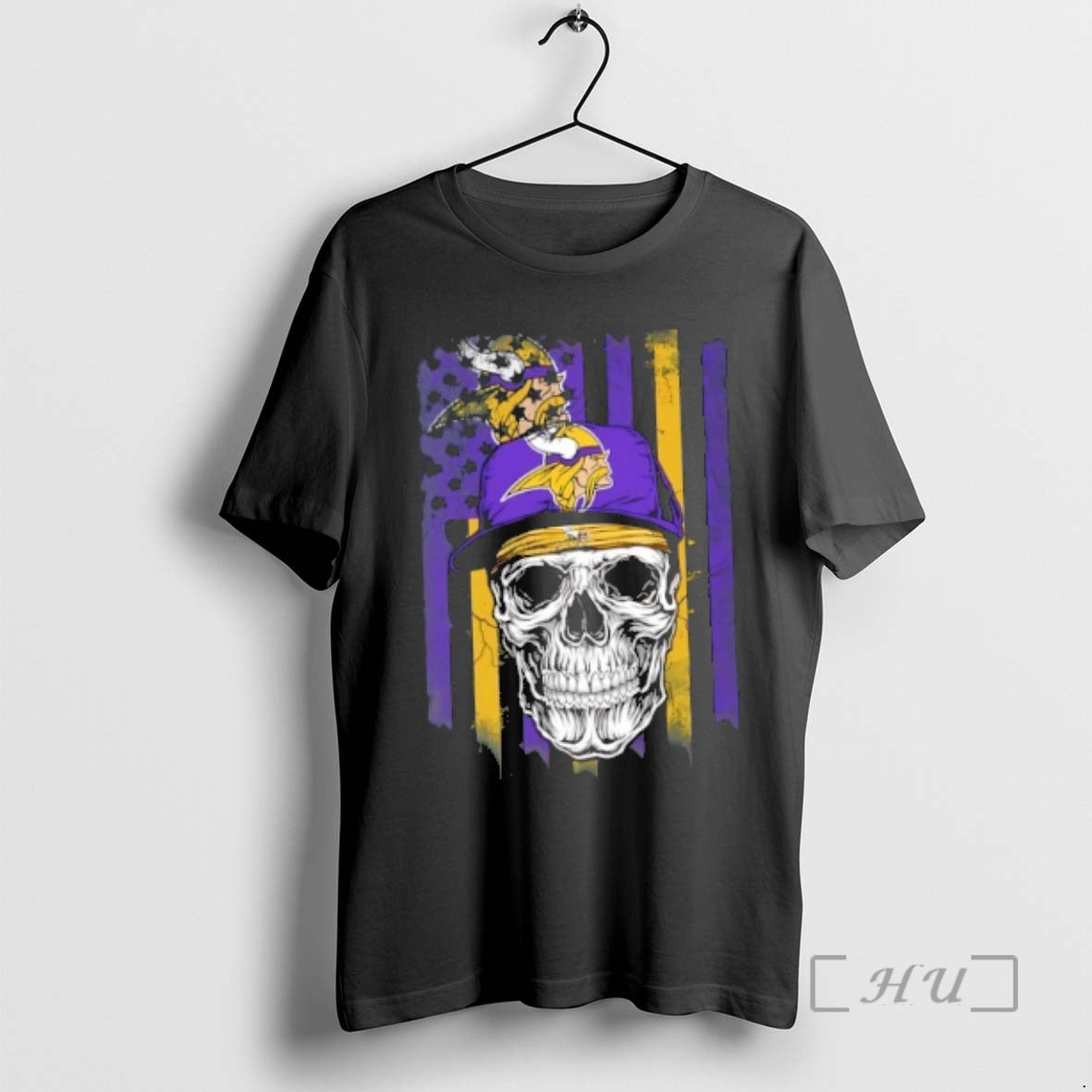 Officials Skull Wearing A Cap Minnesota Vikings Us Flag T-Shirts, Hoodie, Sweatshirt | AU01DripNestTees.com