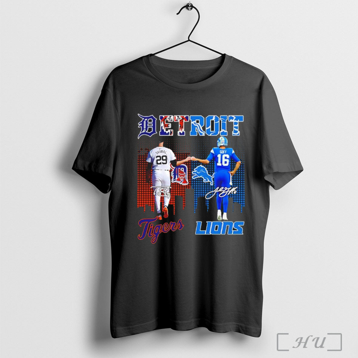 Officials Tarik Skubal Detroit Tigers And Jared Goff Detroit Lions Signature T Shirt Black