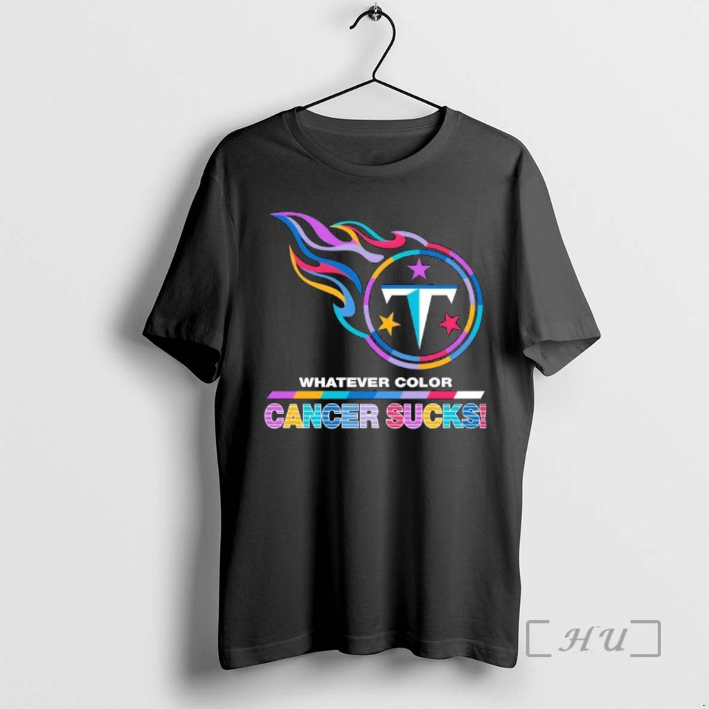 Officials Tennessee Titans Football Whatever Color Cancer Sucks Logo Colors T-Shirts, Hoodie, Sweatshirt