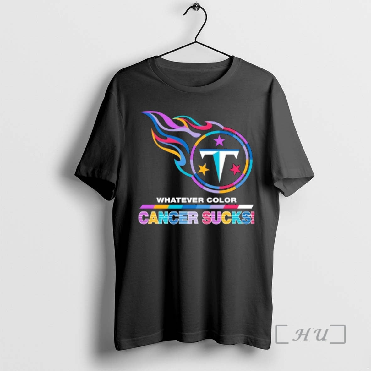 Officials Tennessee Titans Football Whatever Color Cancer Sucks Logo Colors T-Shirts, Hoodie, Sweatshirt