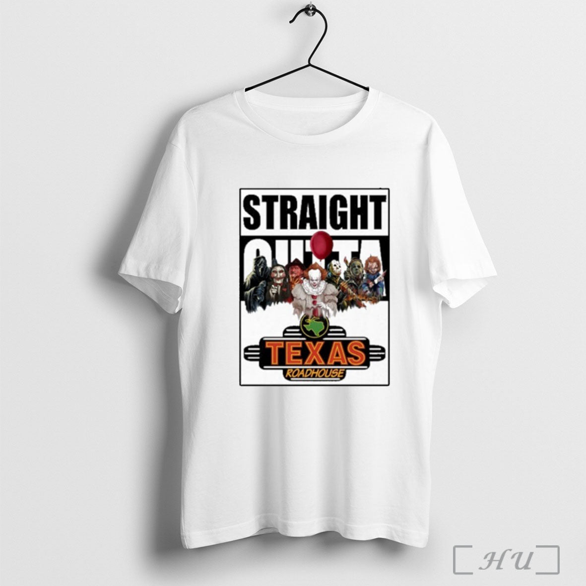 Officials Texas Roadhouse Logo Straight Outta Horror Film Halloween T Shirt