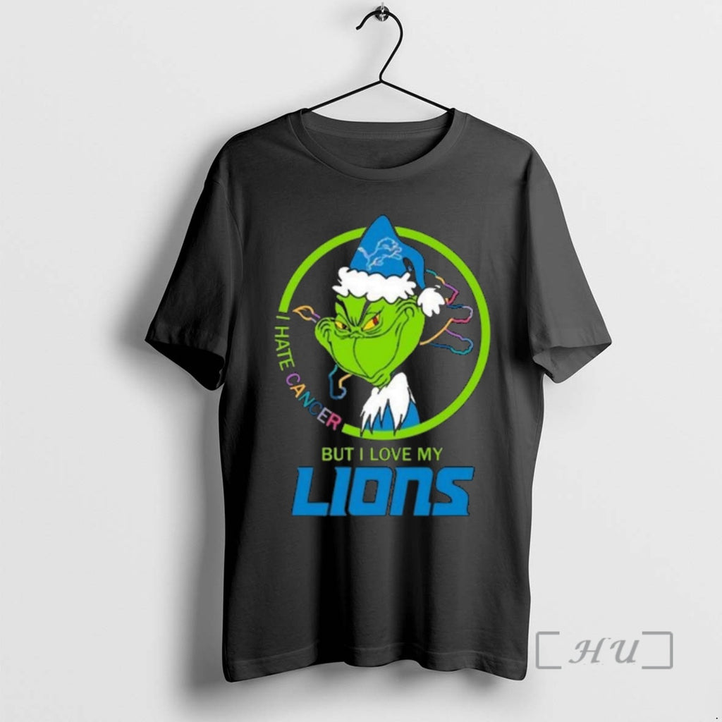 Officials The Grinch I Hate Cancer But I Love My Detroit Lions Merry Christmas Premium T-Shirts, Hoodie, Sweatshirt