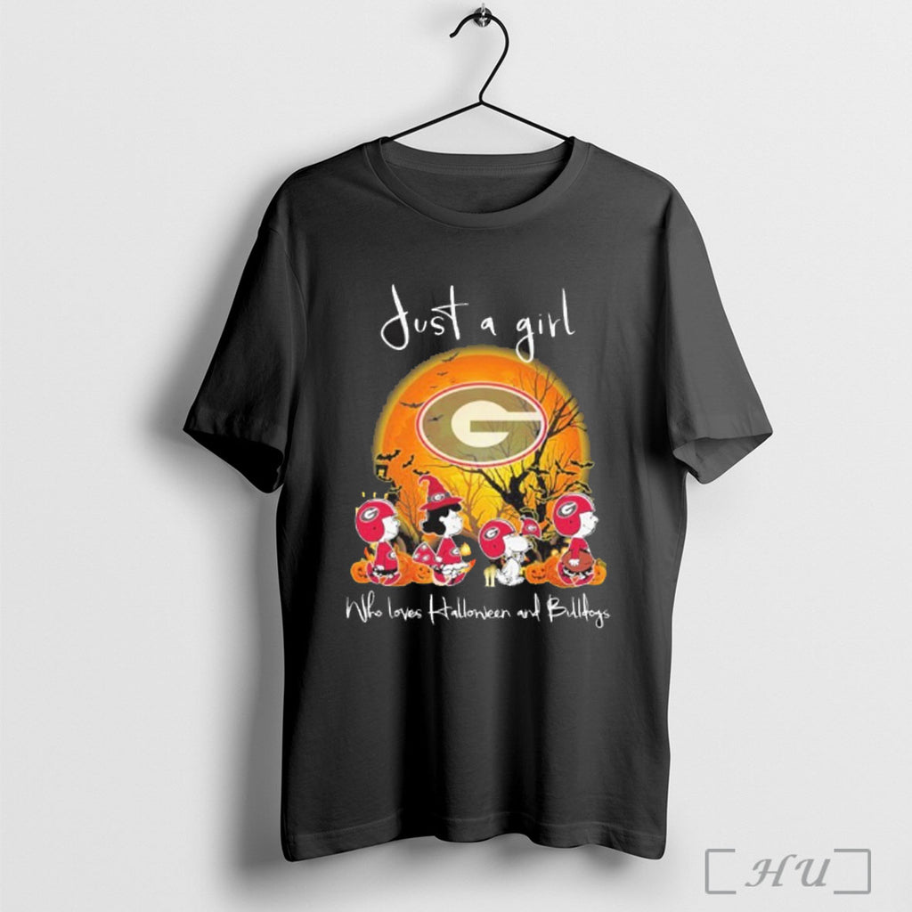 Officials The Peanuts Just A Girl Who Loves Halloween And Georgia Bulldogs T Shirt