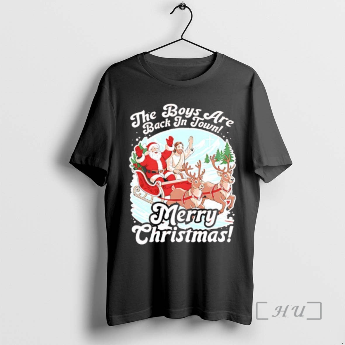 Officials The Boys Are Back In Town Merry Christmas Santa Jesus Premium T Shirts Sweater Hoodie, Sweatshirt