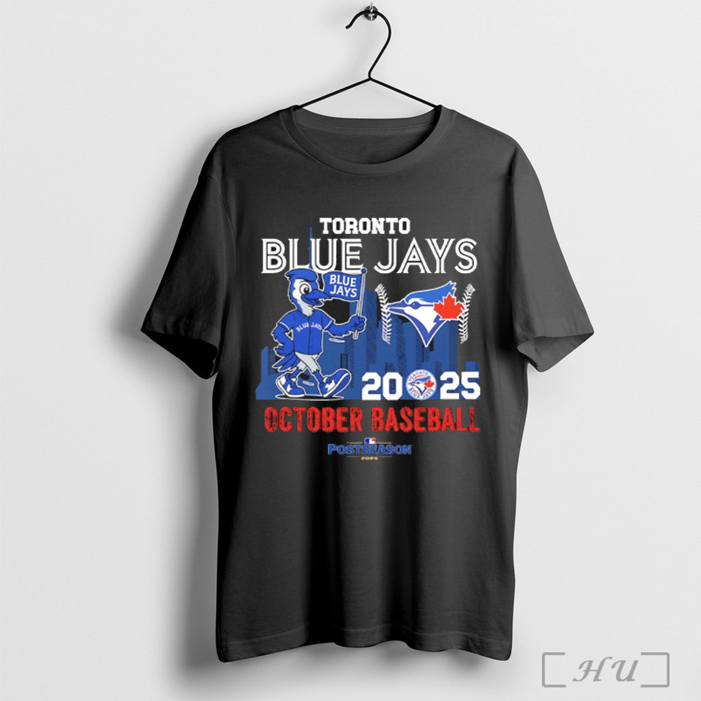 Officials Toronto Blue Jays 2025 October Baseball Skyline Mascot T Shirt