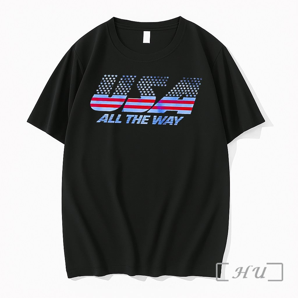 Officials Usa All The Way American Flag Stars Stripes Black