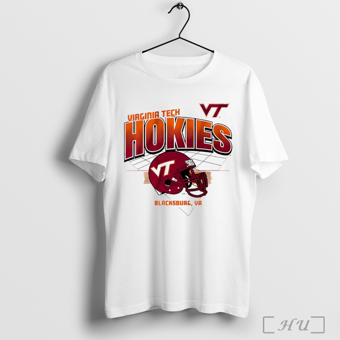 Officials Virginia Tech Hokies Football Blacksburg Va Helmet Grid T Shirt