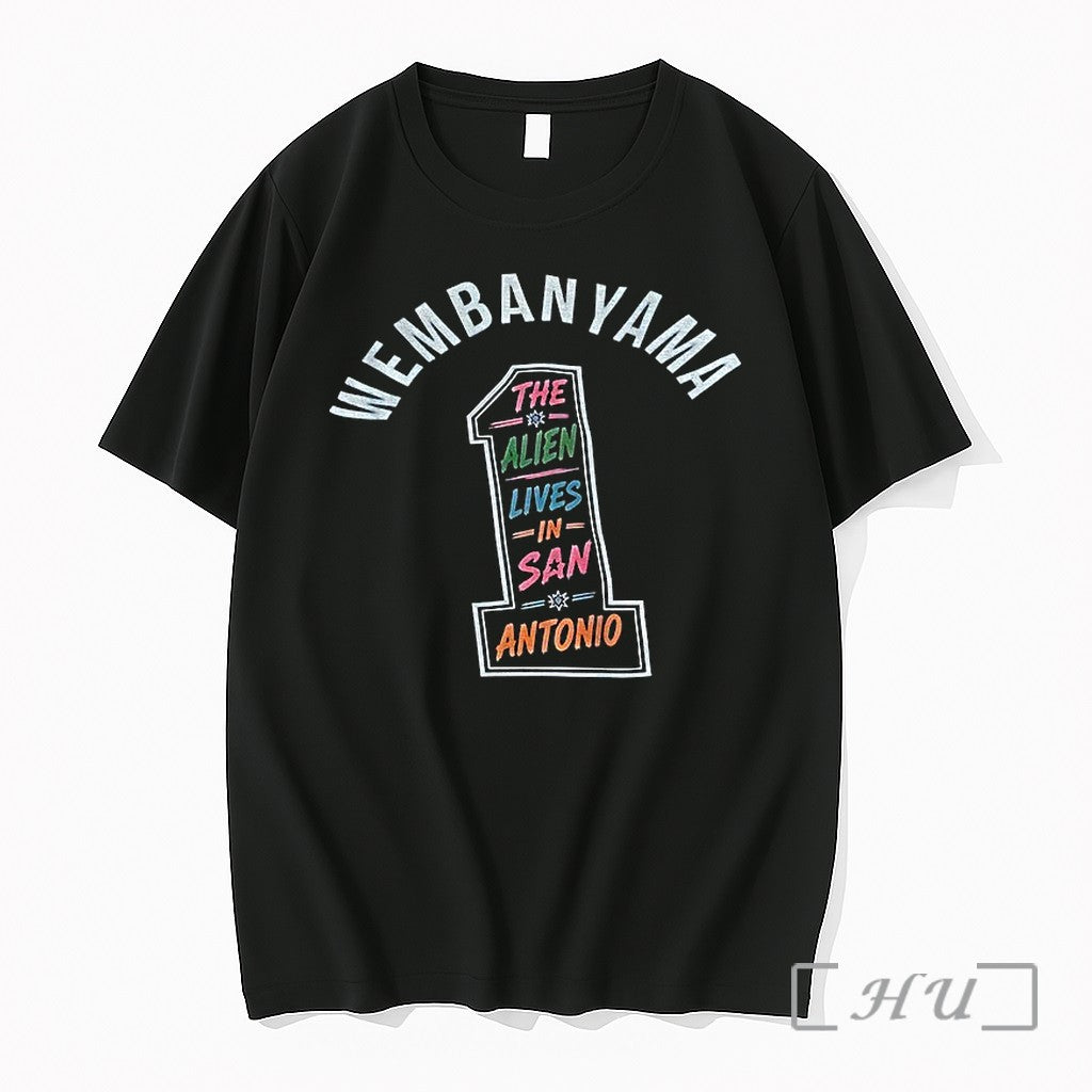 Officials Wembanyama The Alien Lives In San Antonio Spurs Basketball Nba 2026 Premium T Shirts