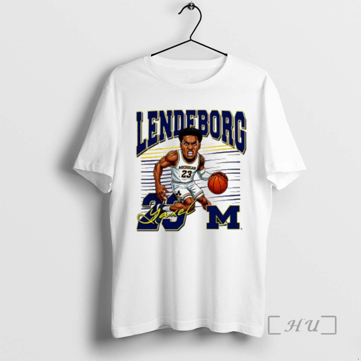 Officials Yaxel Lendeborg Michigan Basketball Caricature T-Shirts, Hoodie, Sweatshirt | AU01DripNestTees.com