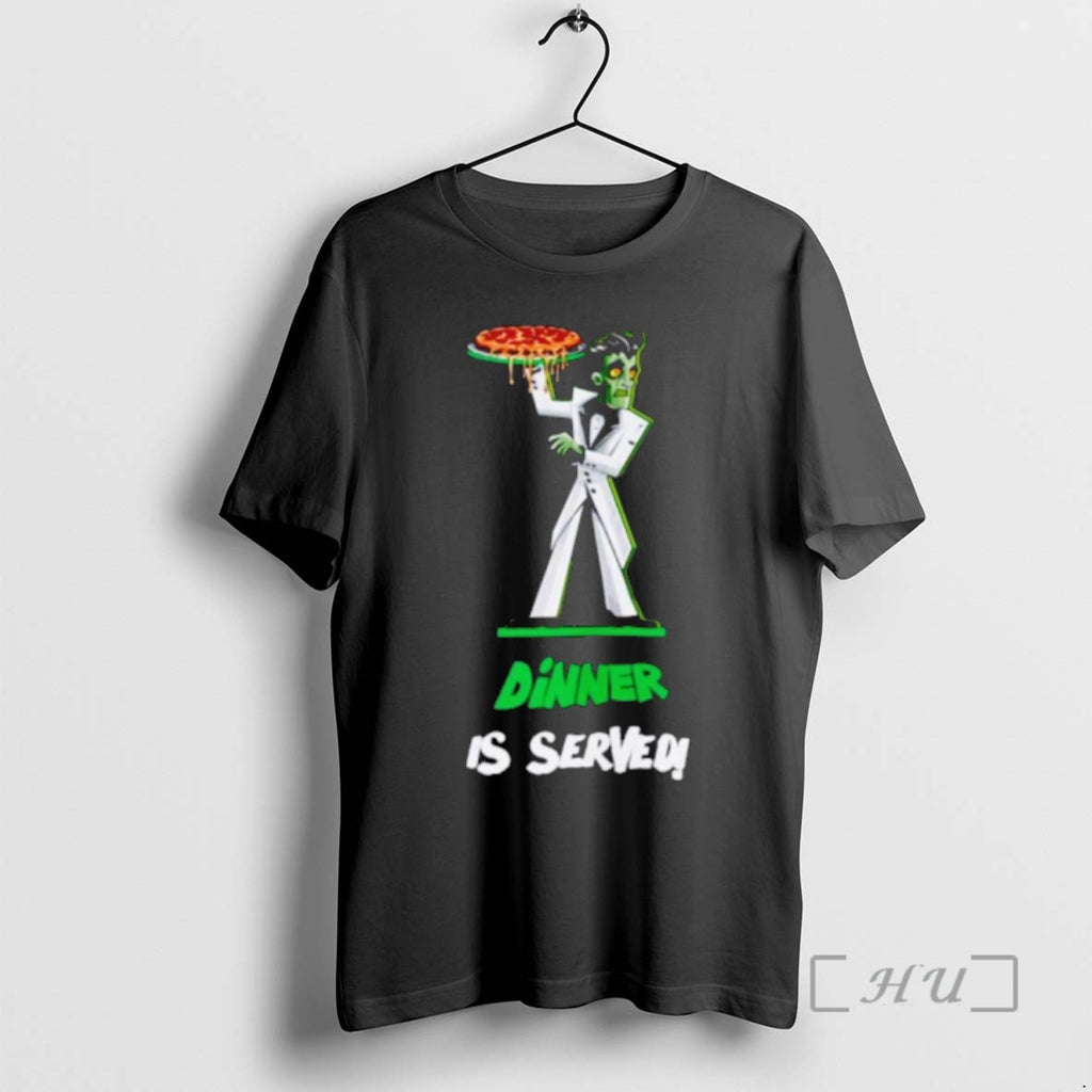 Officials Zombie Holding Pizza Dinner Is Served T-Shirts, Hoodie, Sweatshirt | AU01DripNestTees.com