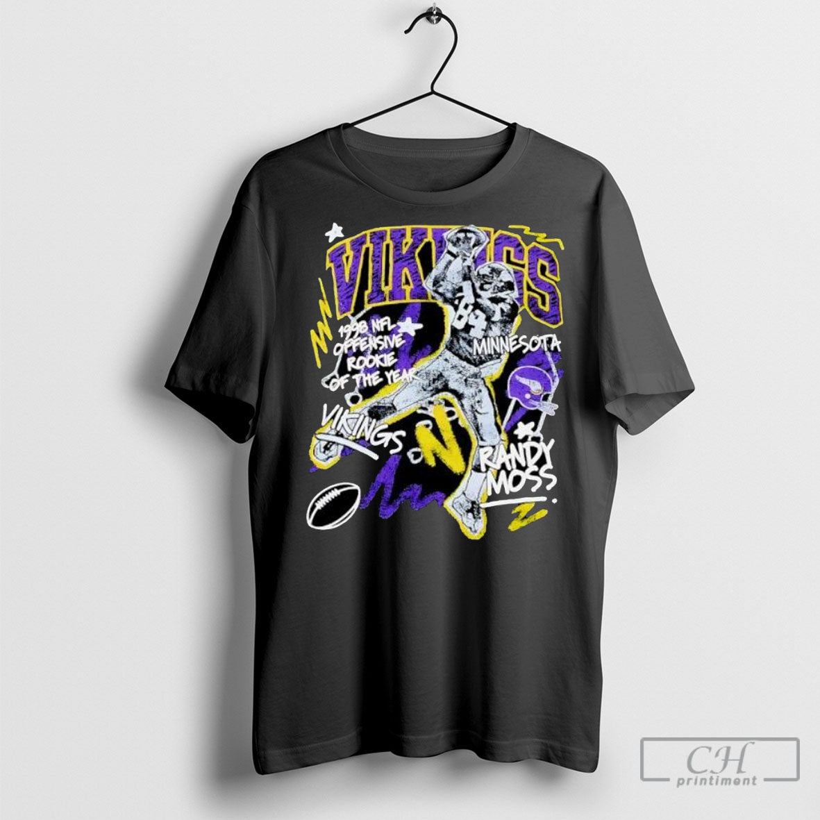 Offiical Randy Moss Black Minnesota Vikings Graphic Vintage Shirts