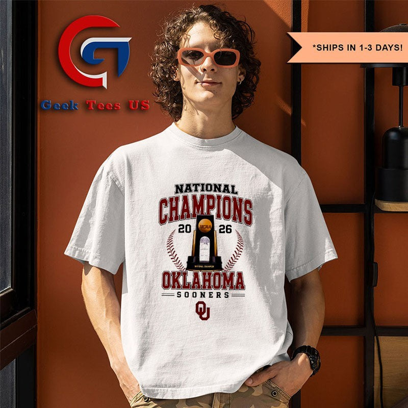 Oklahoma Sooners NCAA Baseball National Champions 2026 trophy T-shirt