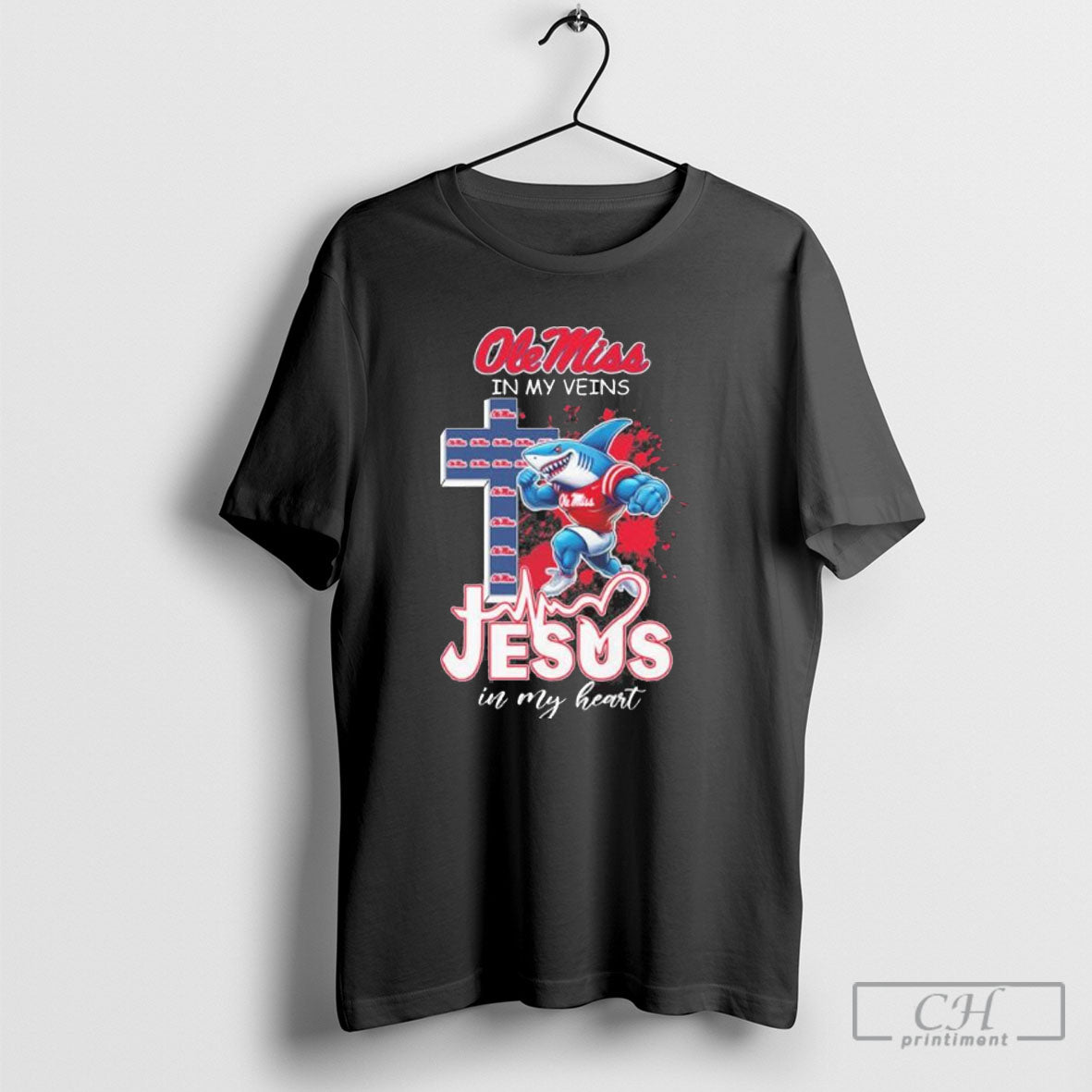 Ole Miss Football Mascot In My Veins Jesus In My Hear Shirt Sweater