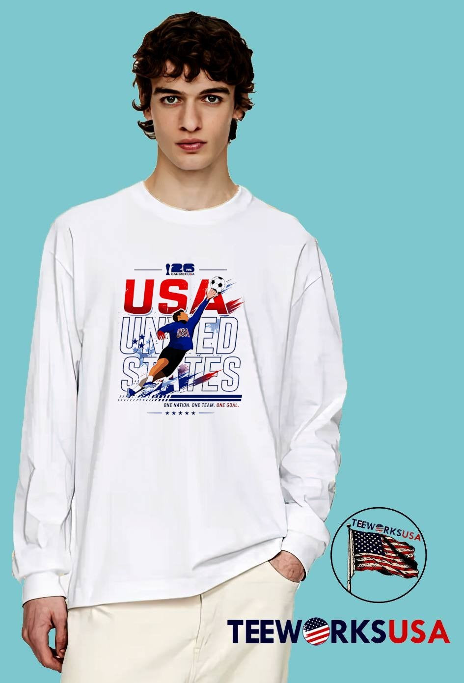 One Nation One Team One Goal Goalkeeper Diving for Soccer Ball USA UNITED STATES Shirt