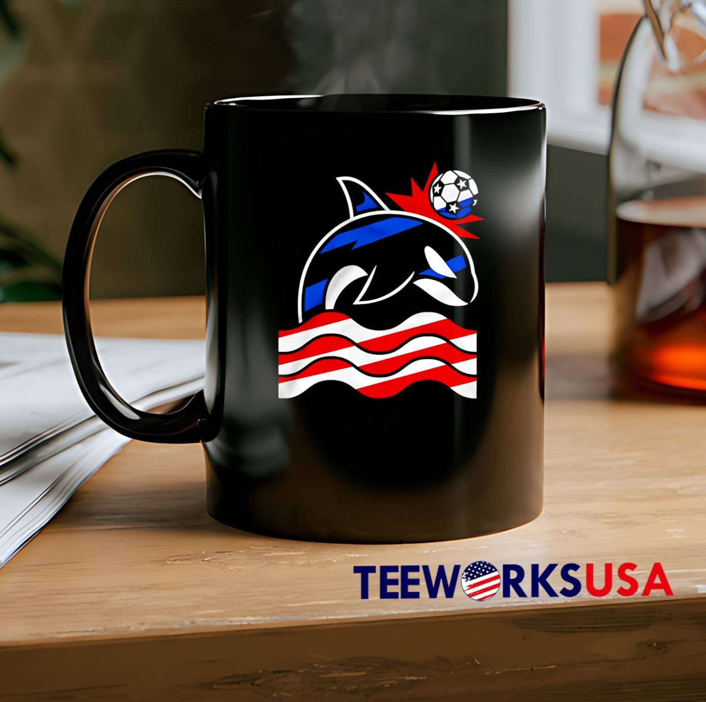 Orca Soccer American Flag T-Shirt