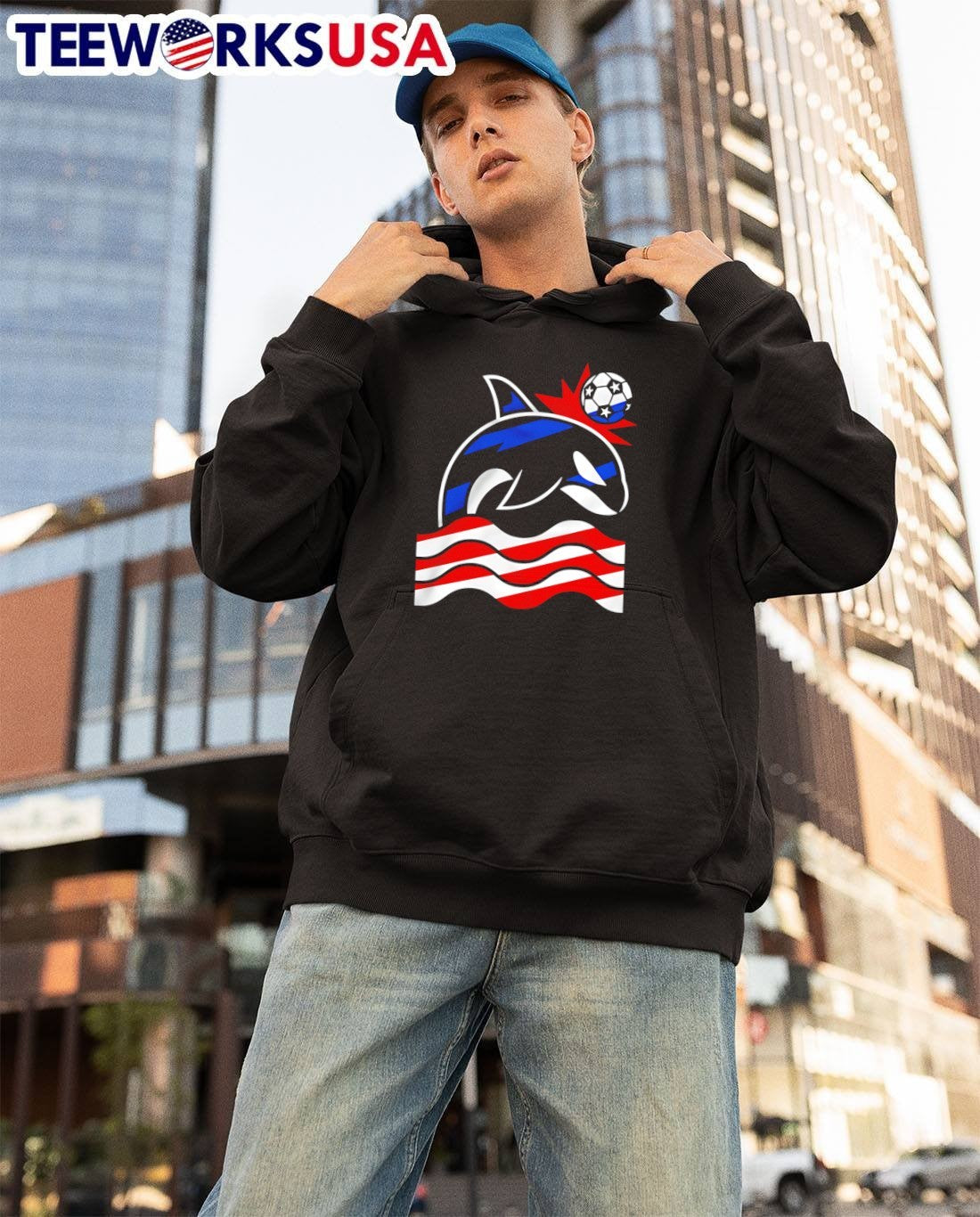 Orca Soccer American Flag T-Shirt