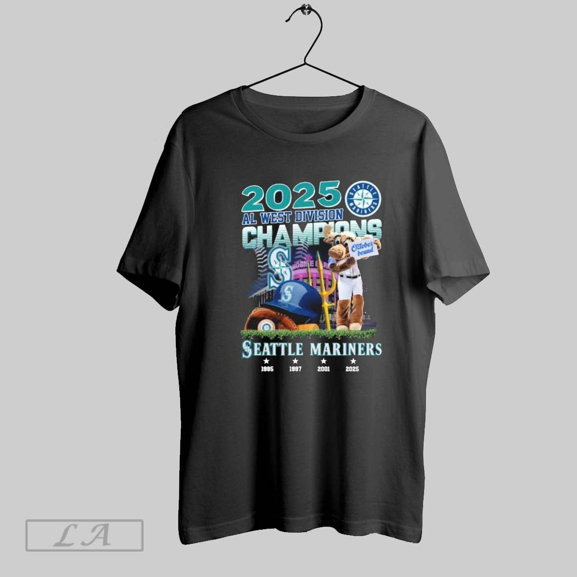 Original 2025 Al West Champions Seattle Mariners Mascot October Bound