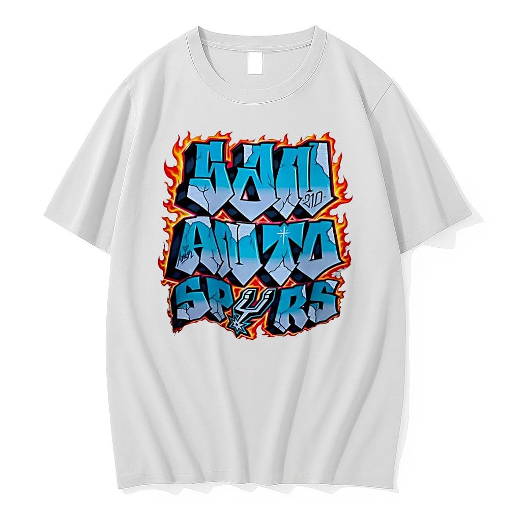 Original Amor 210 San Antonio Spurs Graffiti Flame White Tshirts Jpg