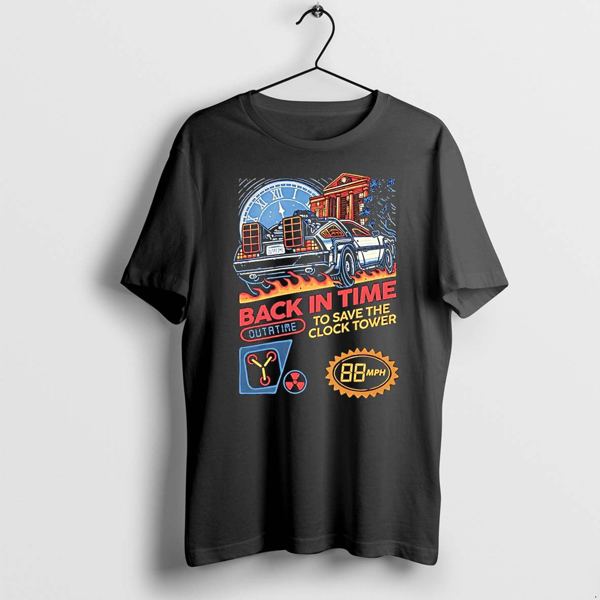 Original Back To The Future Delorean Time Machine Clock Tower Outatime 88 Mph Tshirts