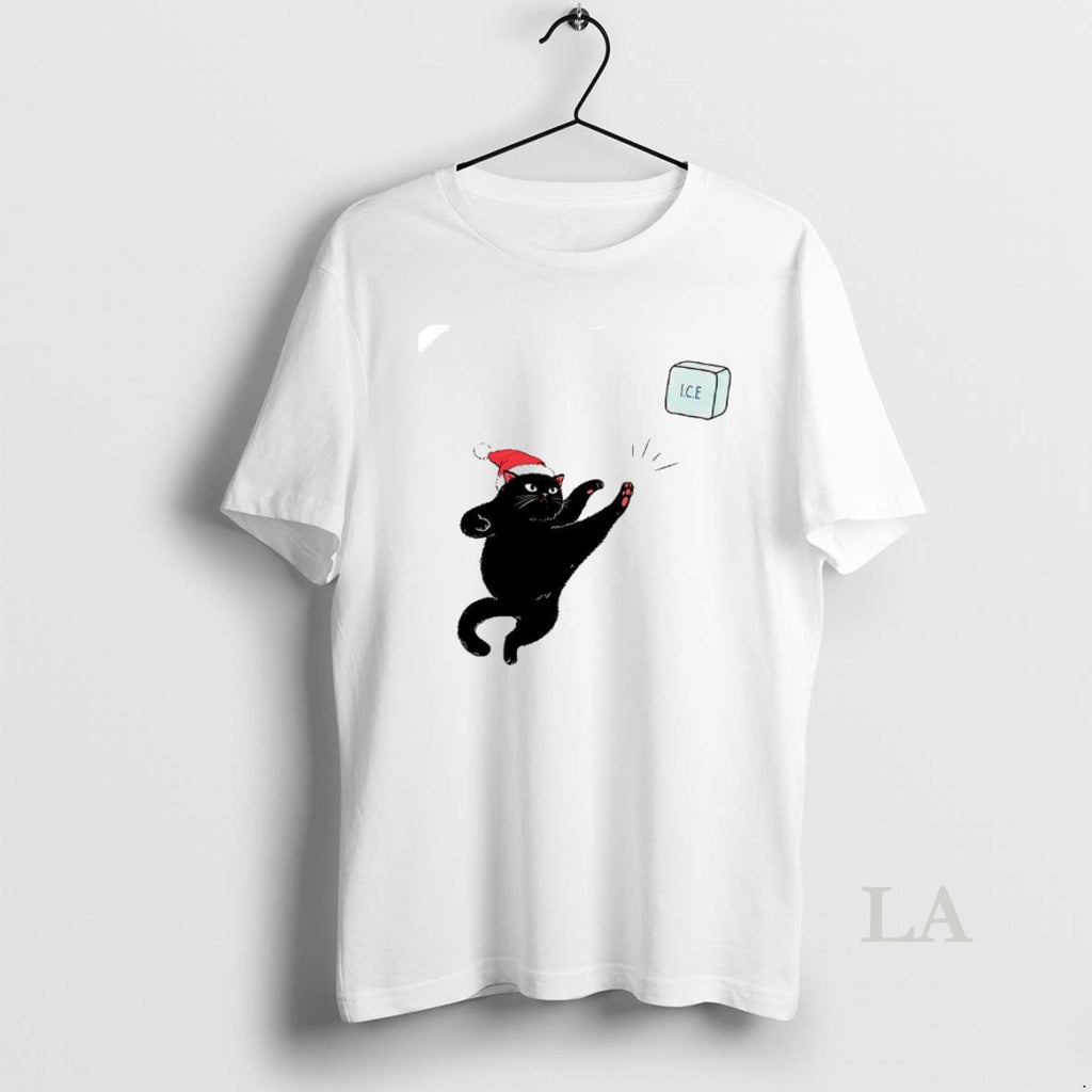 Original Black Cat Christmas Abolish Ice Fuck Ice Caricature T-Shirts, Hoodie, Sweatshirt | AU01DripNestTees.com