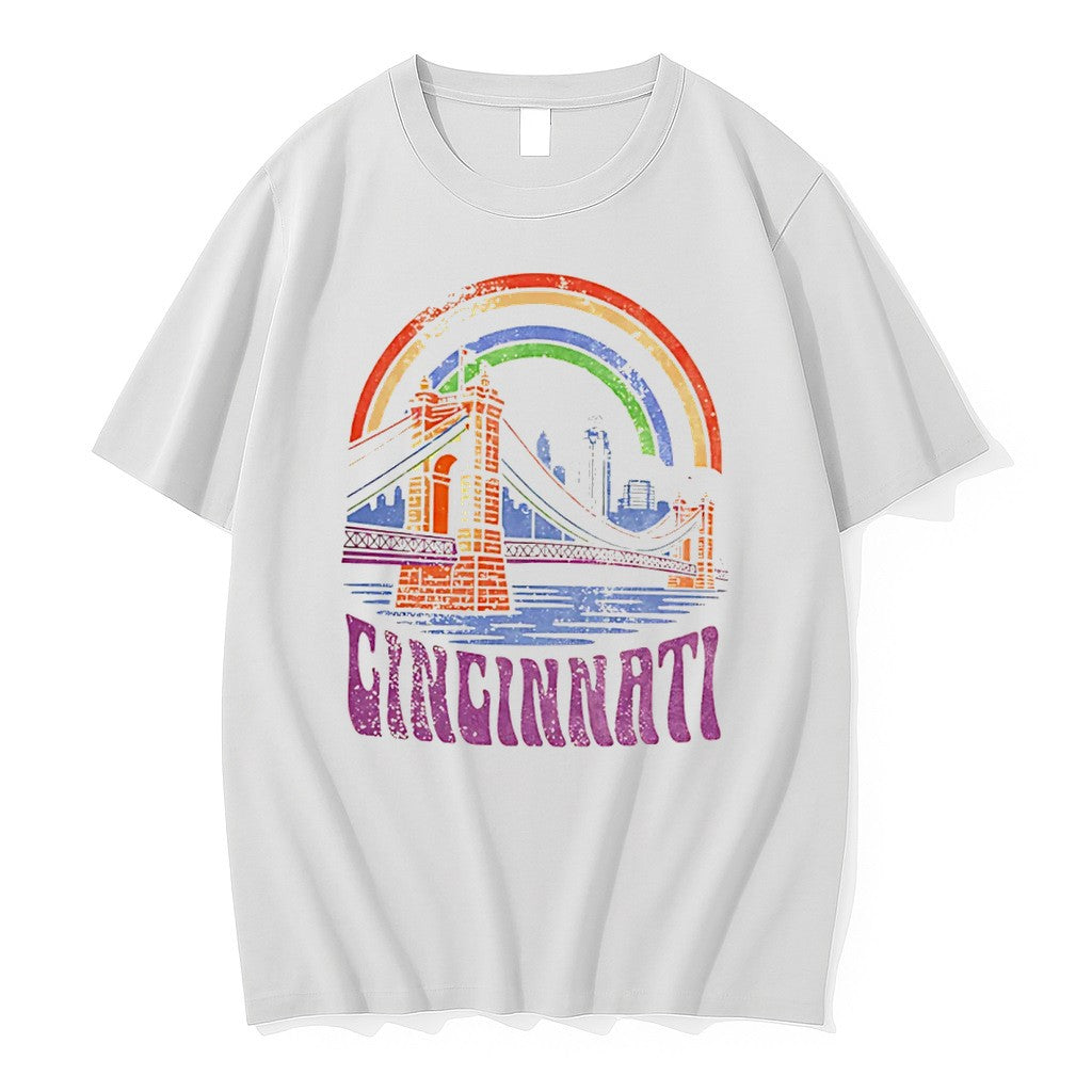 Original Cincinnati Rainbow Roebling Bridge Proud Of Our City Tee Tshirts Jpg
