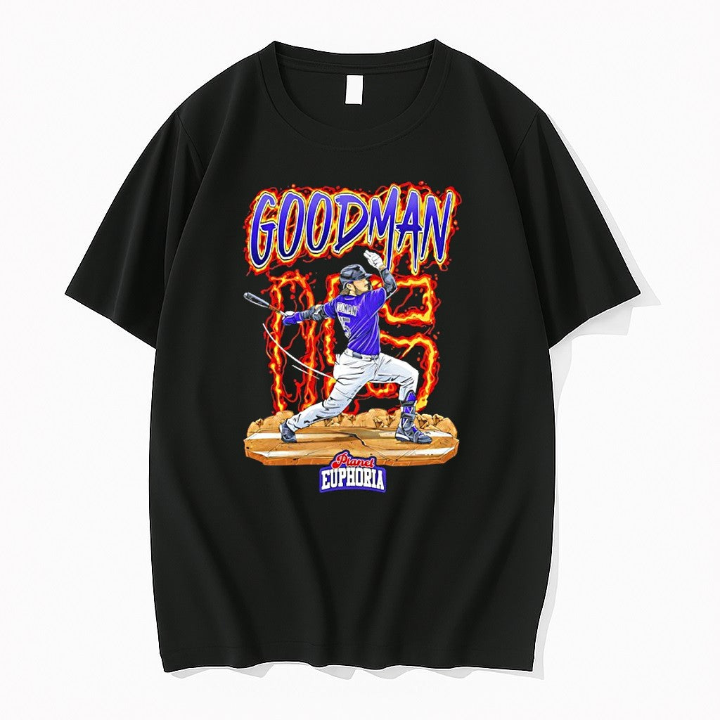 Original Colorado Rockies Hunter Goodman Flame Comic Graphic Tshirts Jpg