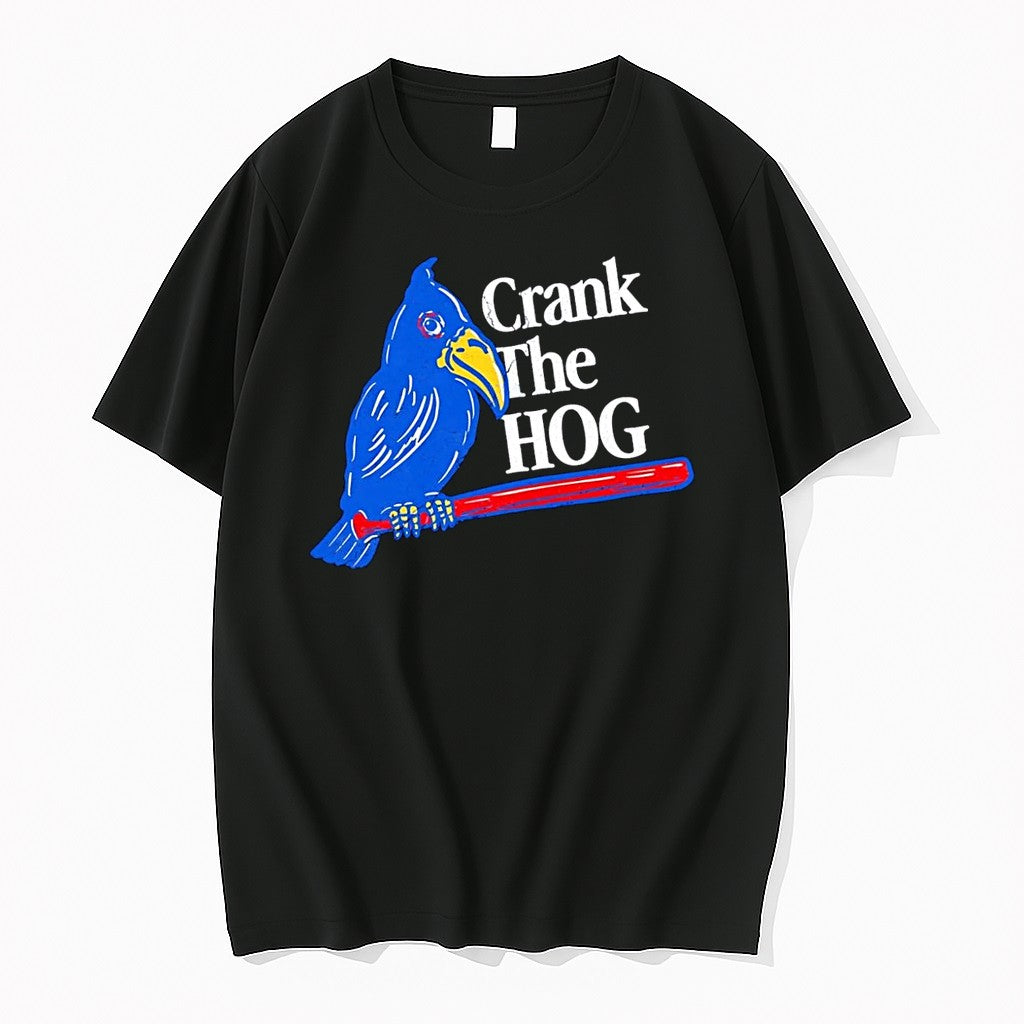 Original Crank The Hog Bird With Baseball Bat Black Tshirts Jpg