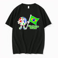 Original Dads Cartoons Mascot Holding Brazil Flag World Cup 2026 Black Tshirts