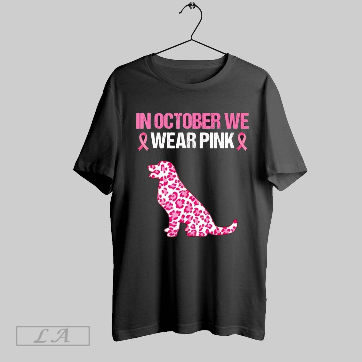 Original Dog In October We Wear Pink Breast Cancer Shirt