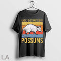 Original Easily Distracted By Possums Vintage Sunset Animal Posters Black
