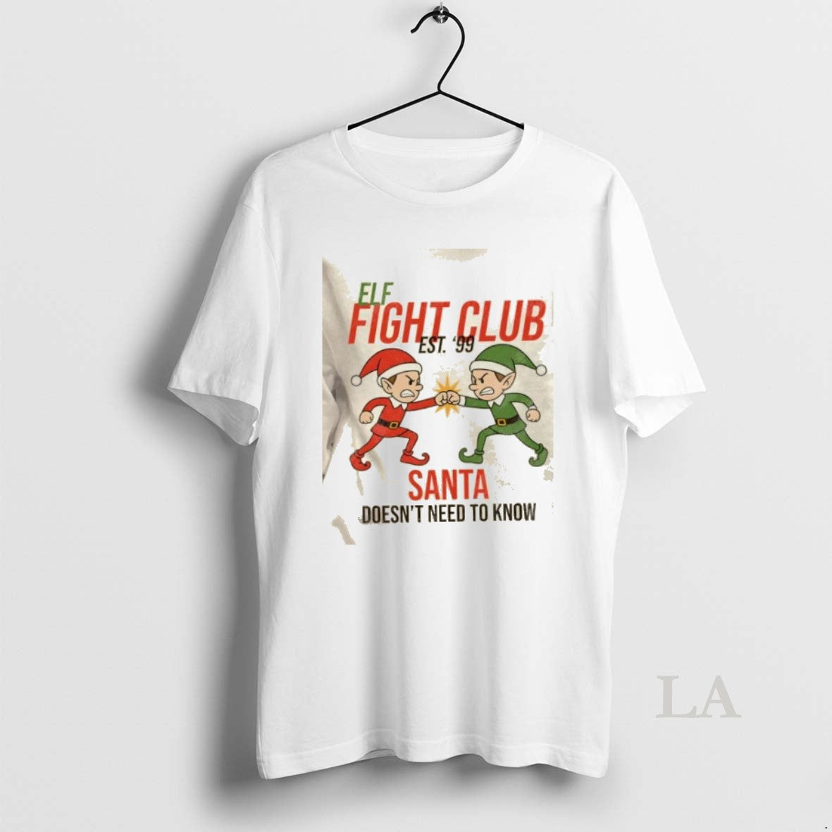 Original Elf Fight Club Santa Doesnt Need To Know Christmas T-Shirts, Hoodie, Sweatshirt | AU01DripNestTees.com