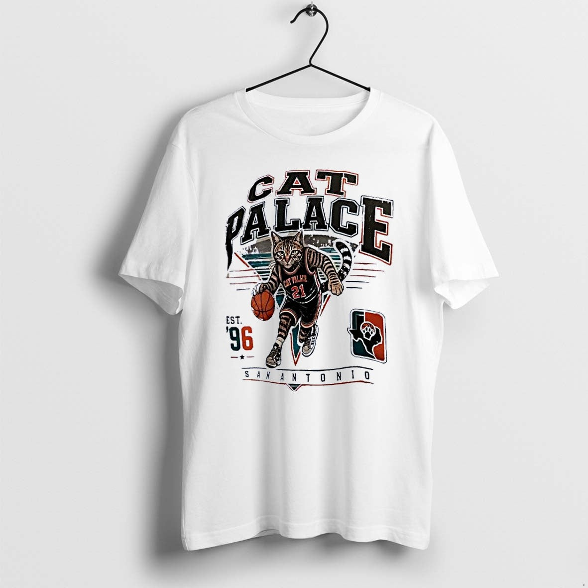 Original Est 96 Cat Palace San Antonio Basketball Player White Tshirts Jpg