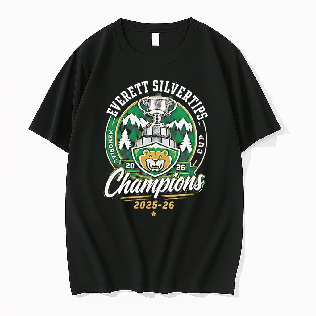 Original Everett Silvertips 2026 Memorial Cup Champions Trophy Tee Tshirts Jpg