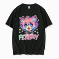 Original Femboy Catboy Nekomimi Anime Manga Kawaii Cute Pastel Sparkling Spiked Collar Femboy Black Tshirts