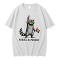 Original Feral And Proud Racoon With Pride Sunglasses And Rainbow Flag Tee Tshirts