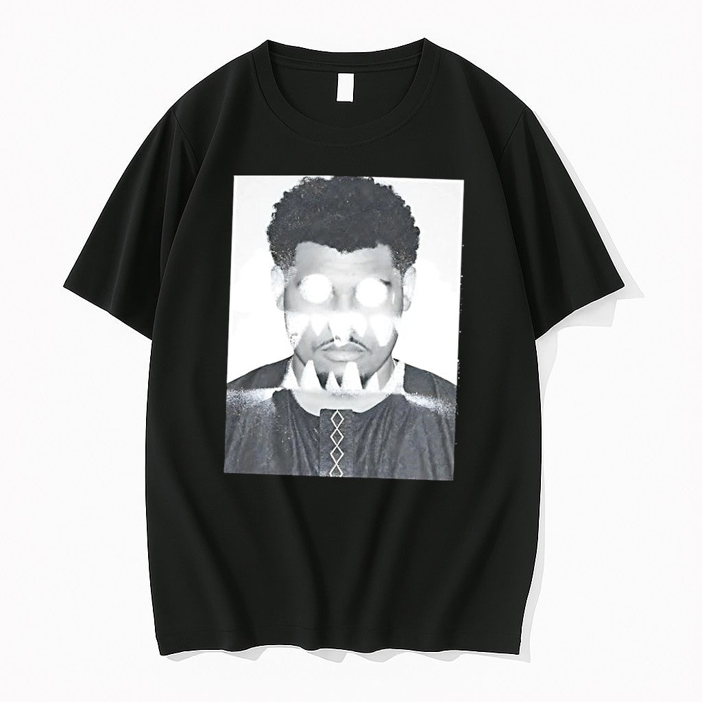 Original Frightening Eyes Monster Graphic Minimalist Black And White Cotton Black Tshirts