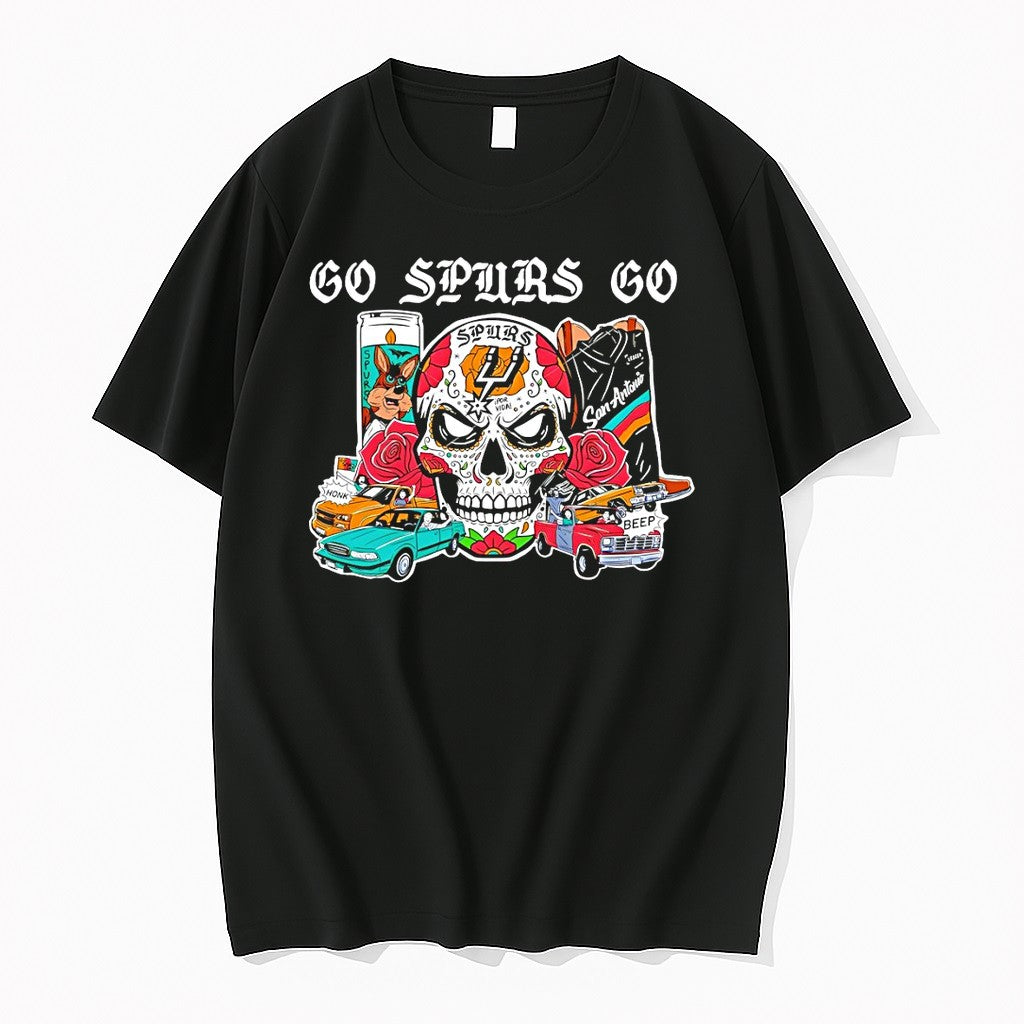 Original Go Sprus Go Sas Wemby Spurs Inspired The Alien Sugar Skull Tshirts Jpg