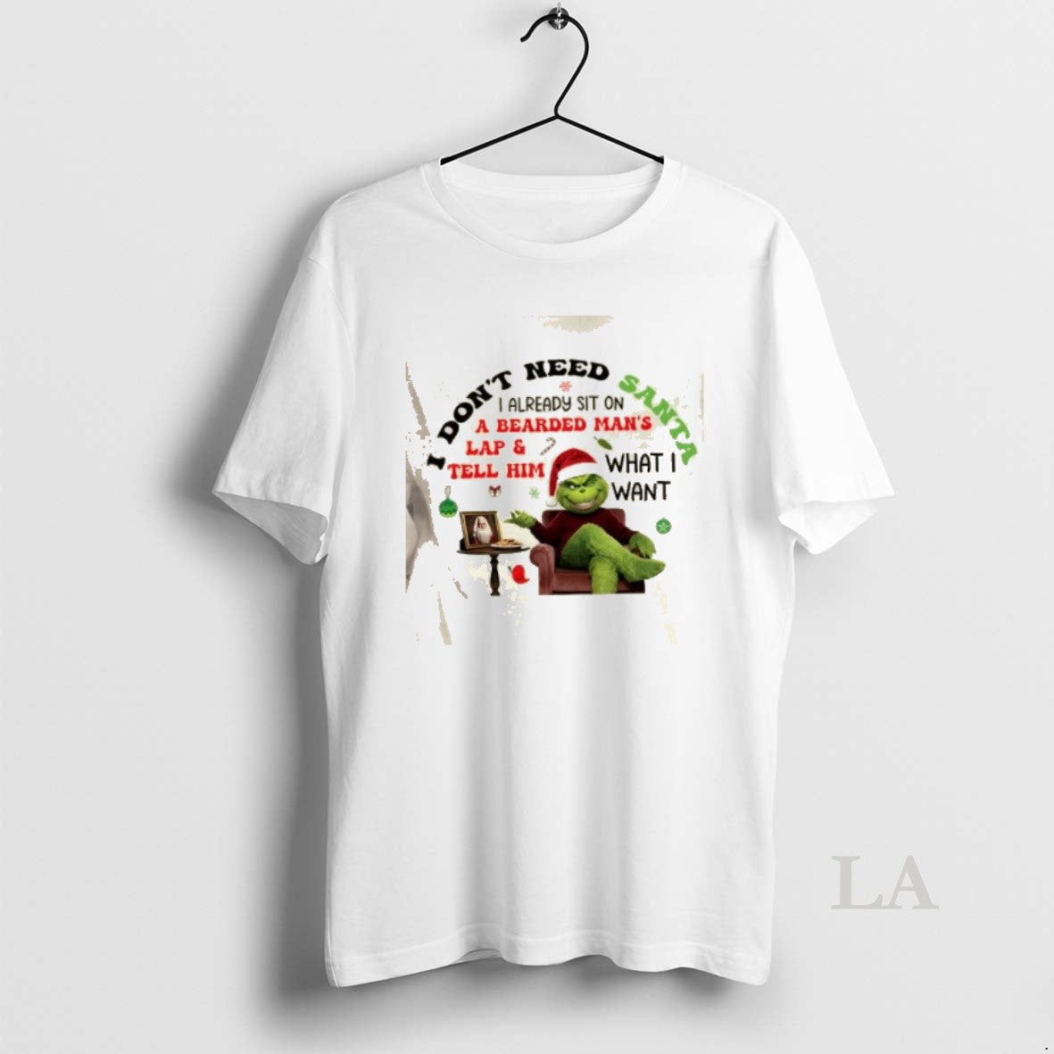 Original Grinch I Already Sit On Dont Need A Bearded Mans Lap And Tell Him T-Shirts, Hoodie, Sweatshirt