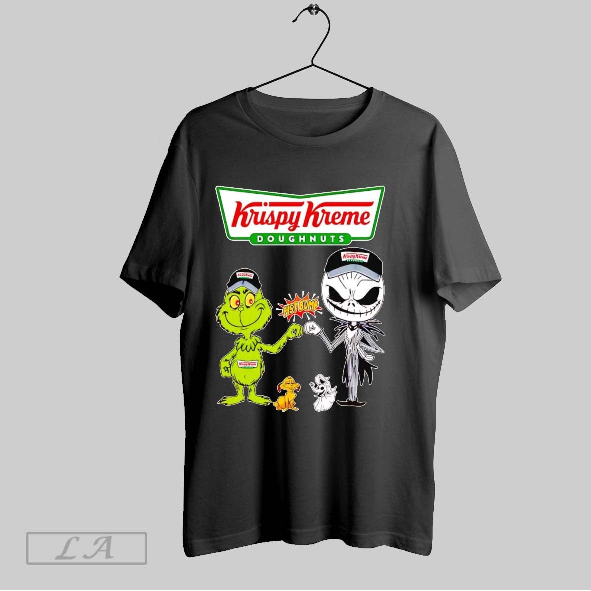 Original Grinch And Jack Skellington Fist Bump Krispy Kreme Halloween