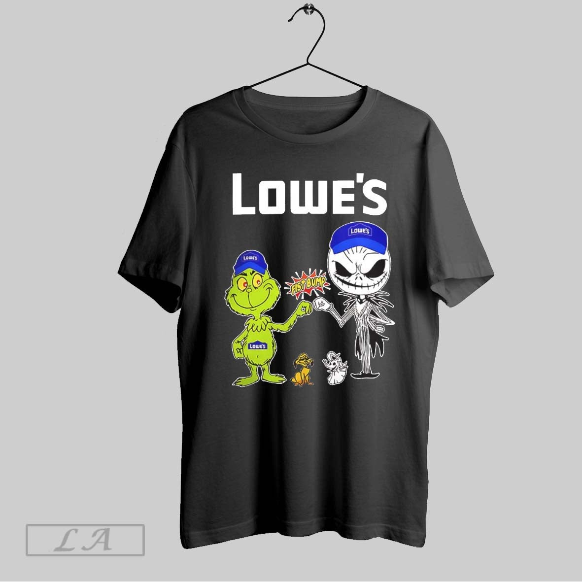 Original Grinch Fist Bump Jack Skellington Lowes Halloween 2025 V Neck