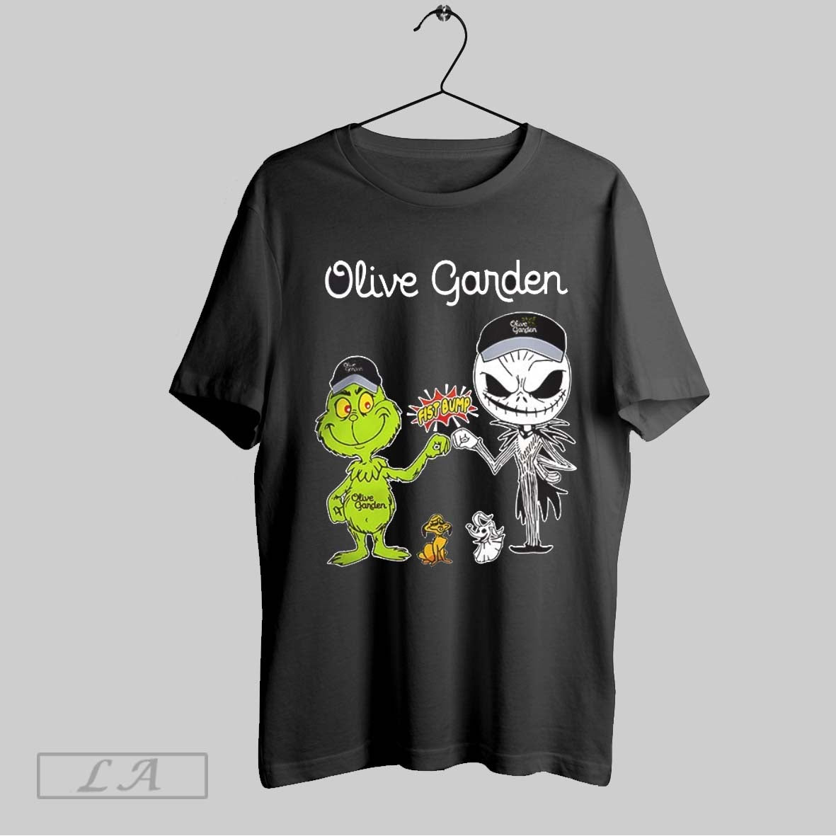 Original Grinch Fist Bump Jack Skellington Olive Garden Halloween 2025 V Neck
